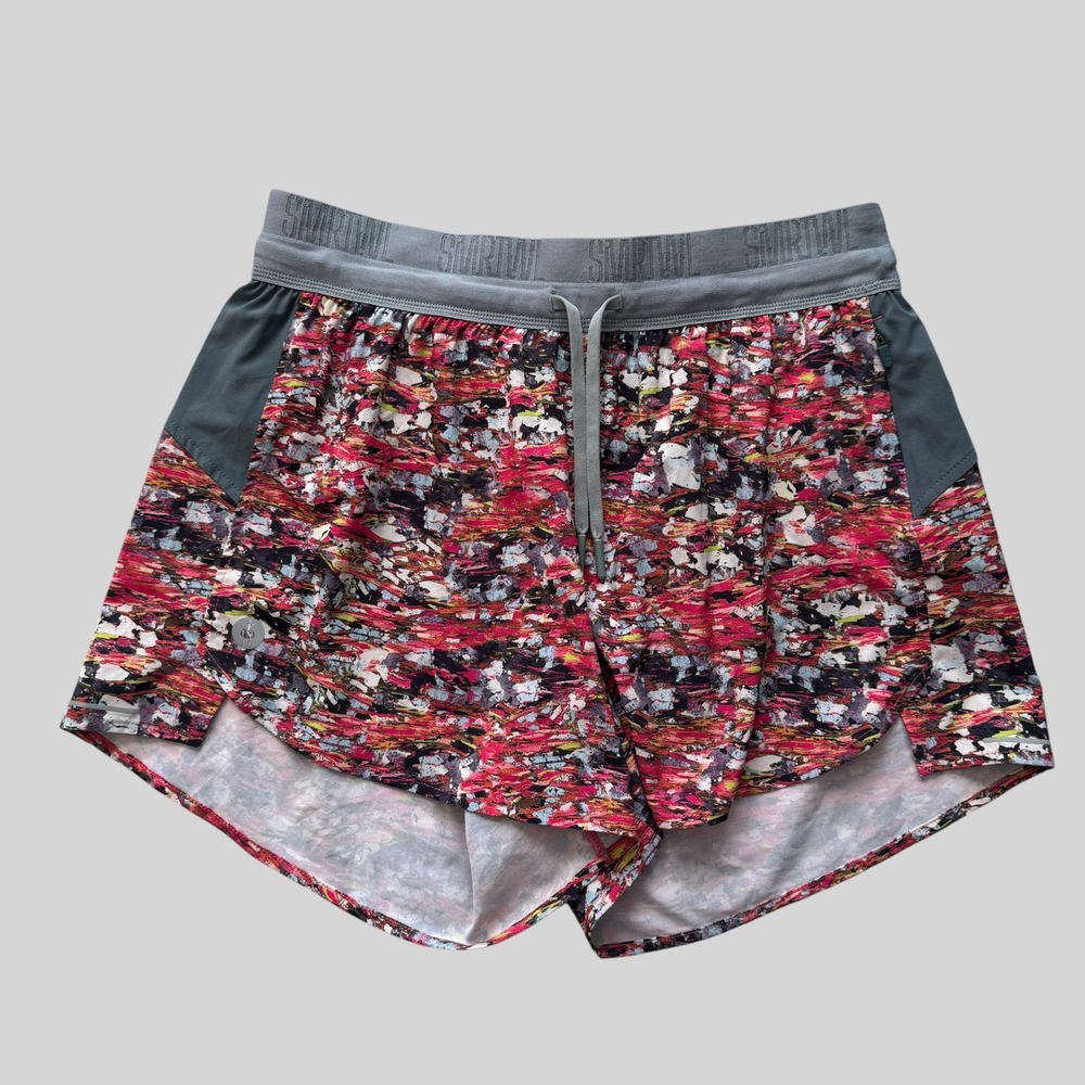 Smartwool Women Merino Sport Lined Short Abstract Print Pink Grey Small fitness